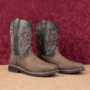 Wolverine Men Rancher Waterproof Steel Toe Wide Taupe Leather Cowboy Boots sz 13